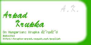 arpad krupka business card